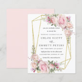 Budget Blush Pink Rose Floral Weddenschap (Voorkant / Achterkant)