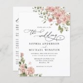 Budget Blush Pink Rose Floral Weddenschap (Voorkant / Achterkant)