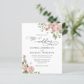 Budget Blush Pink Rose Floral Weddenschap (Staand voorkant)