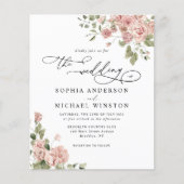 Budget Blush Pink Rose Floral Weddenschap (Voorkant)