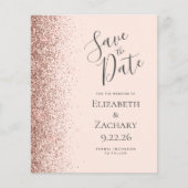 Budget Blush Pink Rose Gold Glitter Save the Date (Voorkant)