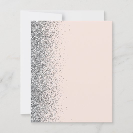 Budget Blush Pink Silver Glitter Wedding Invite (Achterkant)
