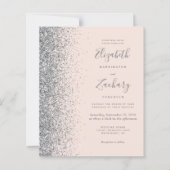 Budget Blush Pink Silver Glitter Wedding Invite (Voorkant)