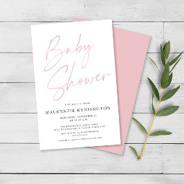 Budget Blush Pink Simple Script Baby shower FLYER