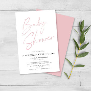 Budget Blush Pink Simple Script Baby shower FLYER