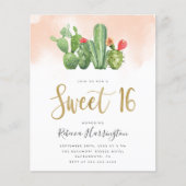 Budget Blush Pink Waterverf & Cactus Sweet 16 (Voorkant)