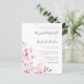 Budget Blush Pink Waterverf Floral Wedding Invite (Staand voorkant)