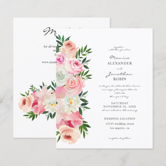 Budget Blush Pink & White Floral (Voorkant / Achterkant)