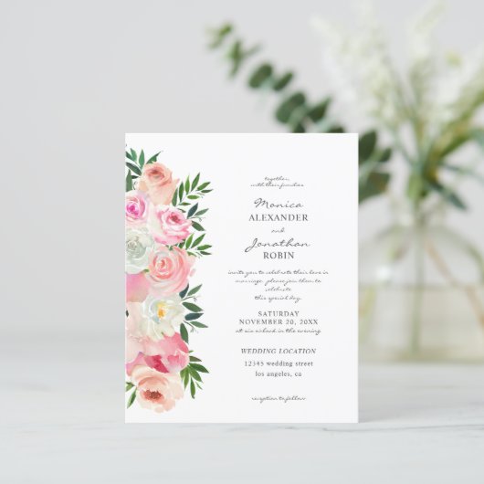Budget Blush Pink & White Floral (Staand voorkant)