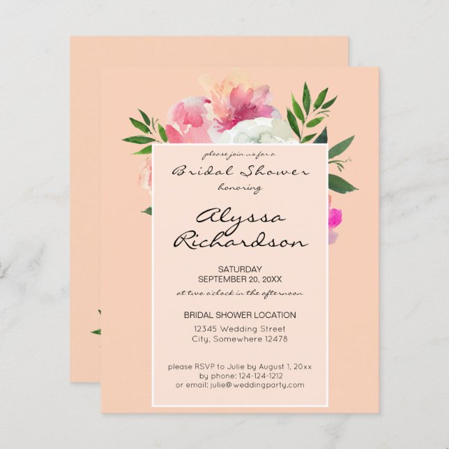 Budget Blush Pink & White Floral - 2B Vrijgezellen (Voorkant / Achterkant)