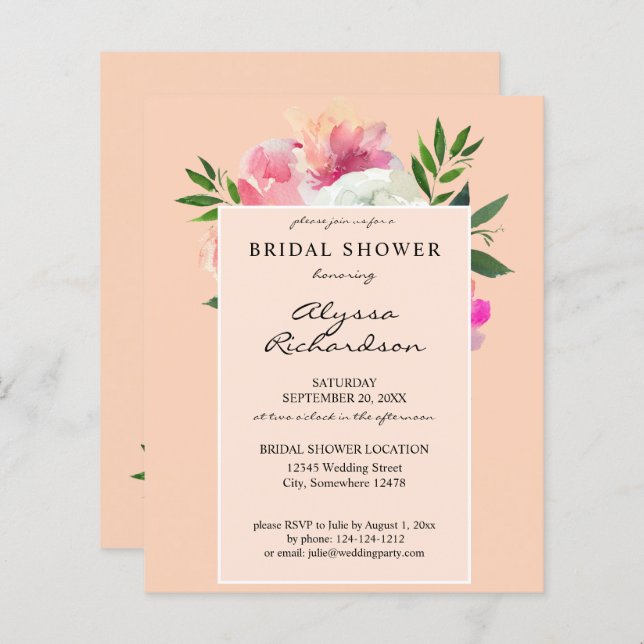 Budget Blush Pink & White Floral - 2C Vrijgezellen (Voorkant / Achterkant)