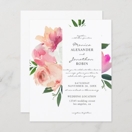 Budget Blush Pink & White Floral Wedding (Voorkant / Achterkant)