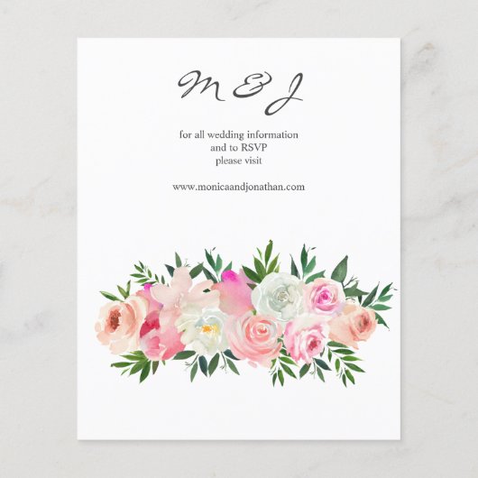 Budget Blush Pink & White Floral Wedding Flyer (Achterkant)
