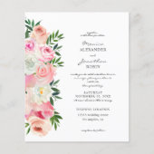 Budget Blush Pink & White Floral Wedding Flyer (Voorkant)