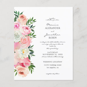 Budget Blush Pink & White Floral Wedding Flyer