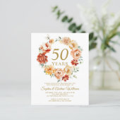 Budget Blush & Red 50e Jubileum Invitation (Staand voorkant)