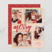 Budget Blush & Red Merry Kerstmis 4 Foto Collage (Voorkant / Achterkant)
