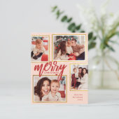 Budget Blush & Red Merry Kerstmis 4 Foto Collage (Staand voorkant)