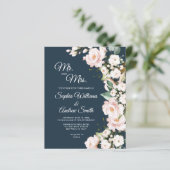 Budget Blush Roos Bloemen Huwelijksuitnodiging (Staand voorkant)