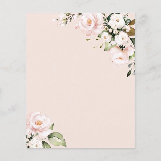 Budget Blush Roos Bloemen Huwelijksuitnodiging (Achterkant)
