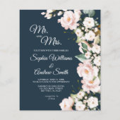 Budget Blush Roos Bloemen Huwelijksuitnodiging (Voorkant)