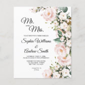Budget Blush Roos Bloemen Huwelijksuitnodiging (Voorkant)
