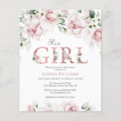 Budget Blush & Roos Gold Baby shower Uitnodiging (Voorkant)