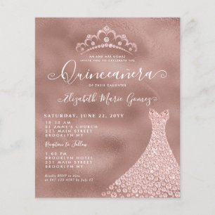 Budget Blush Roos Gold Diamond Tiara Quinceanera