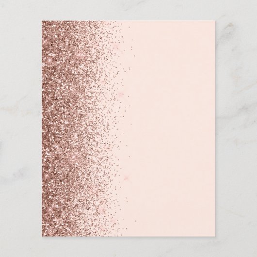 Budget Blush Roos Gold Glitter Wedding Menu (Achterkant)