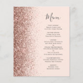 Budget Blush Roos Gold Glitter Wedding Menu (Voorkant)