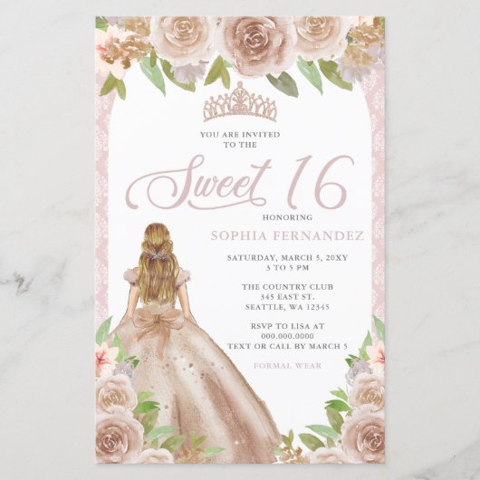 Budget Blush Roos Gold Princess Tiara Sweet 16 (Voorkant)