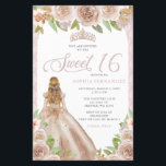 Budget Blush Roos Gold Princess Tiara Sweet 16<br><div class="desc">Budget Blush Roos Goud Bloemen Prinses Tiara Sweet 16 Invitation</div>