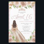 Budget Blush Roos Gold Princess Tiara Sweet 16<br><div class="desc">Budget Blush Roos Goud Bloemen Prinses Tiara Sweet 16 Invitation</div>