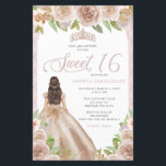 Budget Blush Roos Gold Princess Tiara Sweet 16<br><div class="desc">Budget Blush Roos Goud Bloemen Prinses Tiara Sweet 16 Invitation</div>