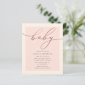 Budget Blush Roos Gold Typography Girl Baby shower (Staand voorkant)