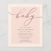 Budget Blush Roos Gold Typography Girl Baby shower (Voorkant)