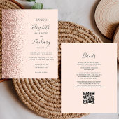 Budget Blush Roos Gouden Glitter QR Code Huwelijk