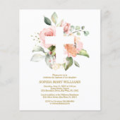 Budget Blush Roos & White Cross-Baptism Uitnodigin (Voorkant)