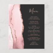 Budget Blush Rose Goud Agate Donker Trouwmenu (Voorkant)