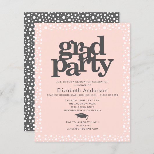 Budget blush roze afstudeerder pet vetgedrukte gir (Voorkant / Achterkant)