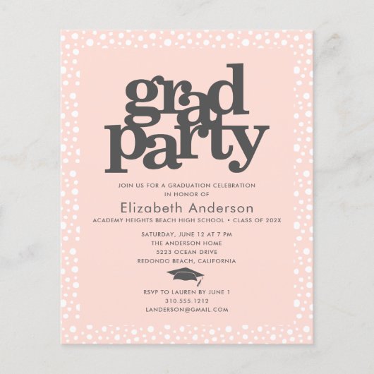 Budget blush roze afstudeerder pet vetgedrukte gir (Voorkant)