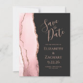 Budget Blush Roze Agaat Rozen Goud Save the Date (Voorkant)