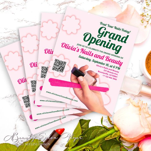 Budget Blush Roze Beauty Salon Grand Opening Flyer