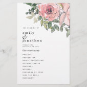 BUDGET Blush Roze Bloemen Trouwprogramma (Voorkant)