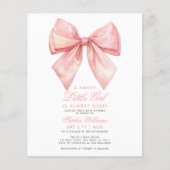 Budget Blush Roze Bow Baby shower Invitation (Voorkant)