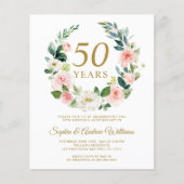 Budget Blush Roze Bruiloft Jubileum Invitation (Voorkant)