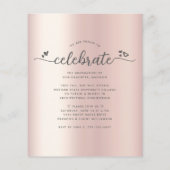 Budget Blush Roze Foto Afstudeer Script Uitnodigin (Achterkant)