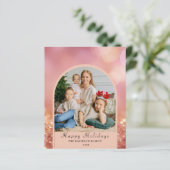 Budget Blush Roze Foto Moderne Kerst Kaart (Staand voorkant)