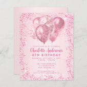 Budget Blush Roze Glitter Ballon Kids Verjaardag (Voorkant / Achterkant)