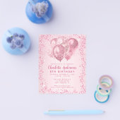 Budget Blush Roze Glitter Ballon Kids Verjaardag Flyer (Enkel)